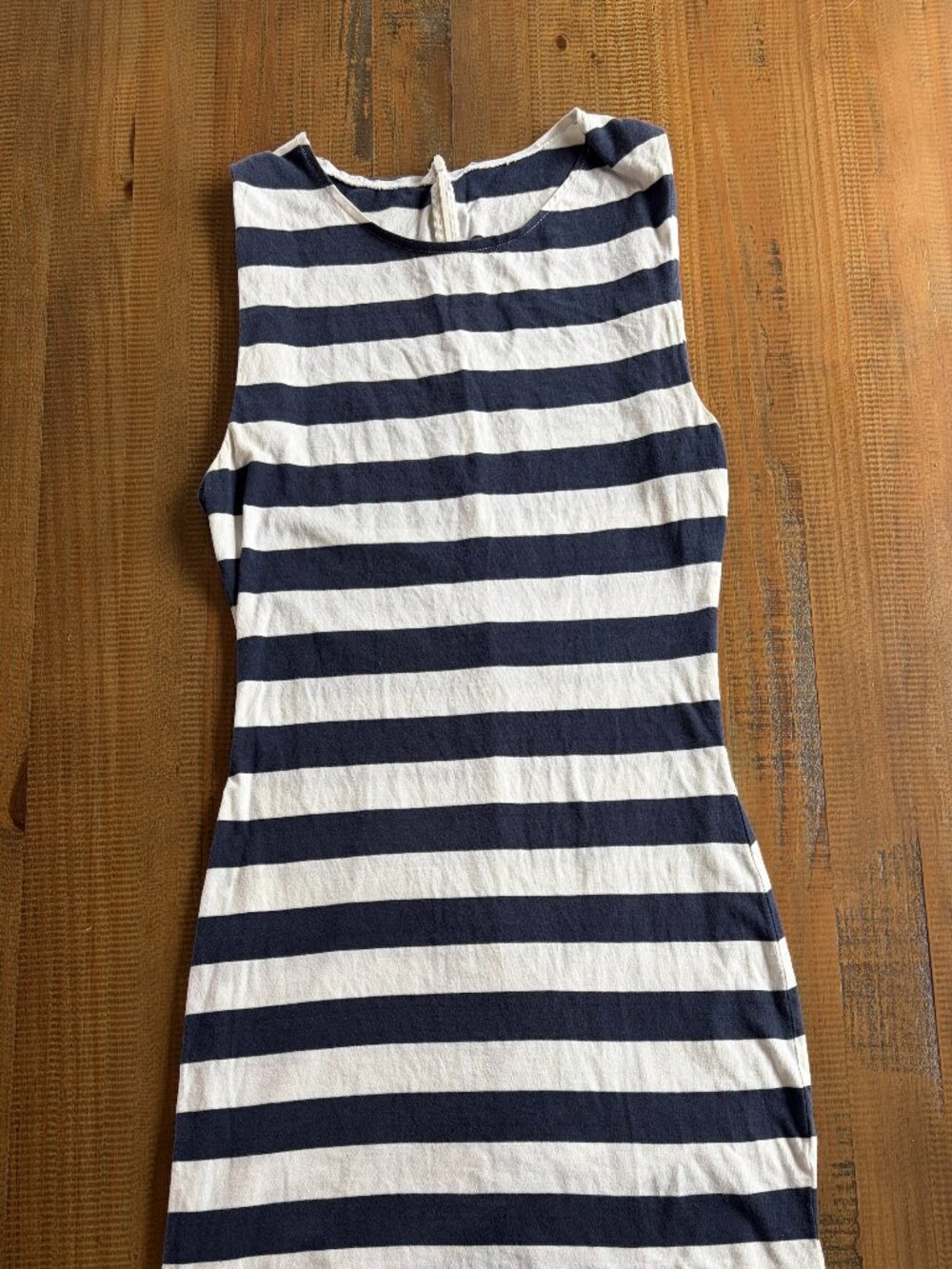 Women's Soft Cotton Navy & White Dress - Size M